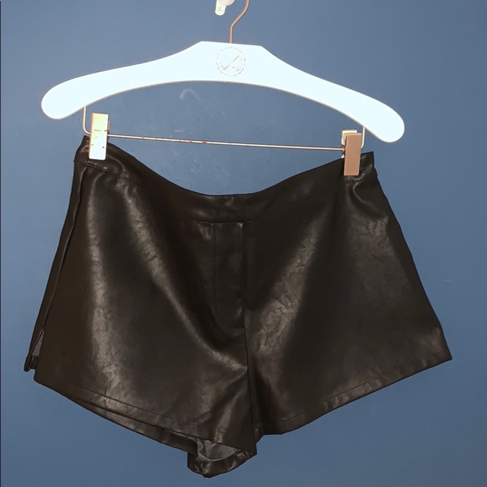 Faux leather shorts